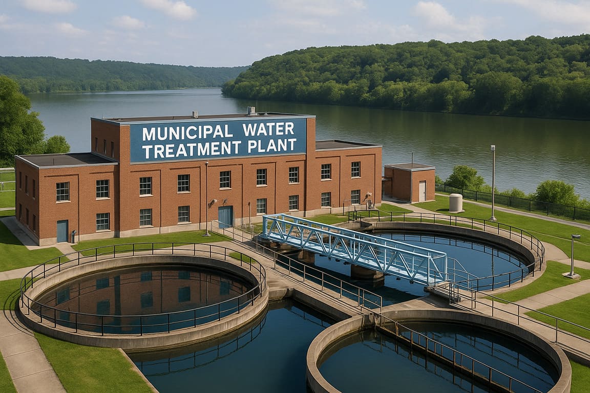 water treatement plant near the river