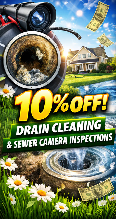 10 percent off drain cleaning whole home special vert