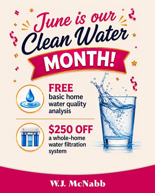 june 2026 water treatment promotion for wj mcnabb plumbing
